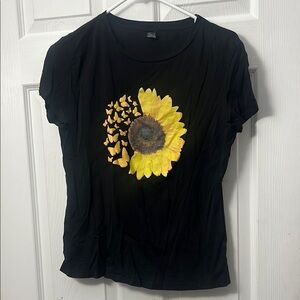 SHEIN Black Fitted Graphic Short Sleeve Tee